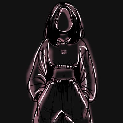 realistic girl faceless with baggy pants and a crop top
