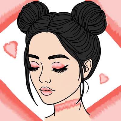 woman with hair buns
