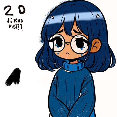 sad girl with glasses in a sweater