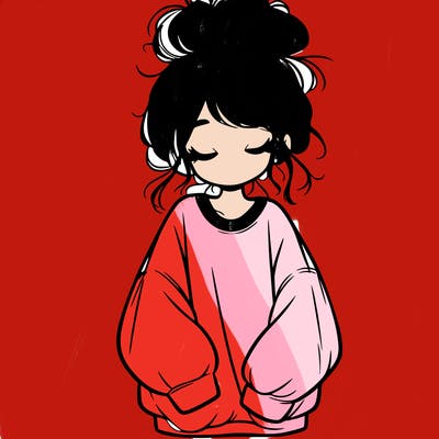 girl with baggy sweatshirt and messy bun