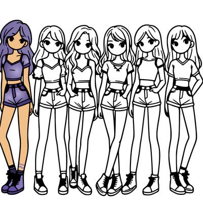 a group of girls wearing crop tops and shorts