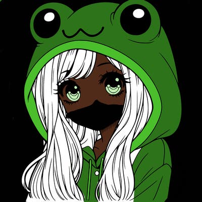 a pretty girl wearing a frog hoodie portrait with long hair