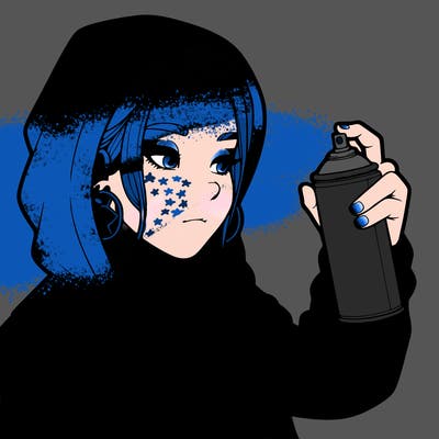 a realistic girl, spray painting