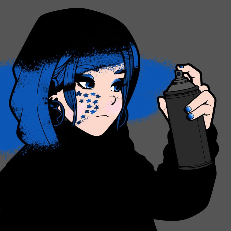 a realistic girl, spray painting