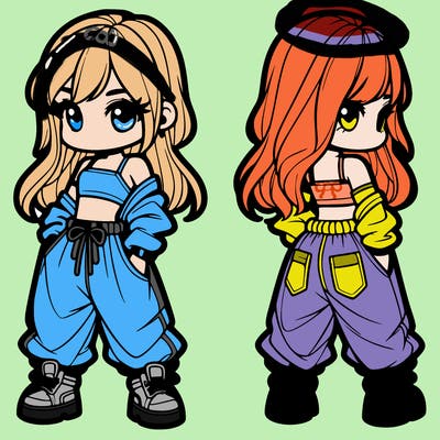 girl in crop top and baggy pants