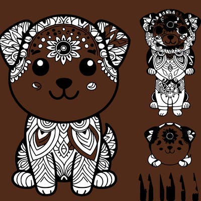 create a mandala style dog to color
