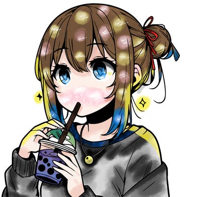 manga character drinking boba