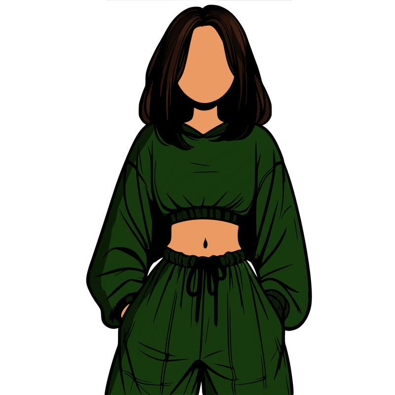 realistic girl faceless with baggy pants and a crop top
