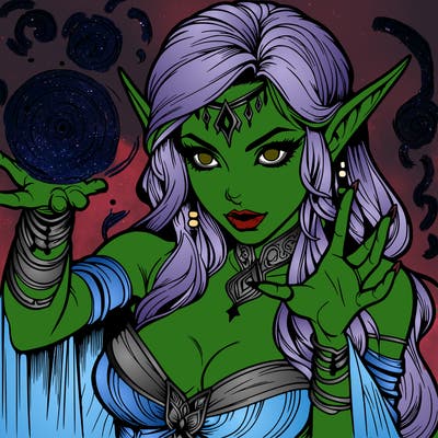realistic scary beautiful elf sorceress casting spell