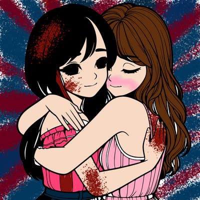 realistic girls hugging