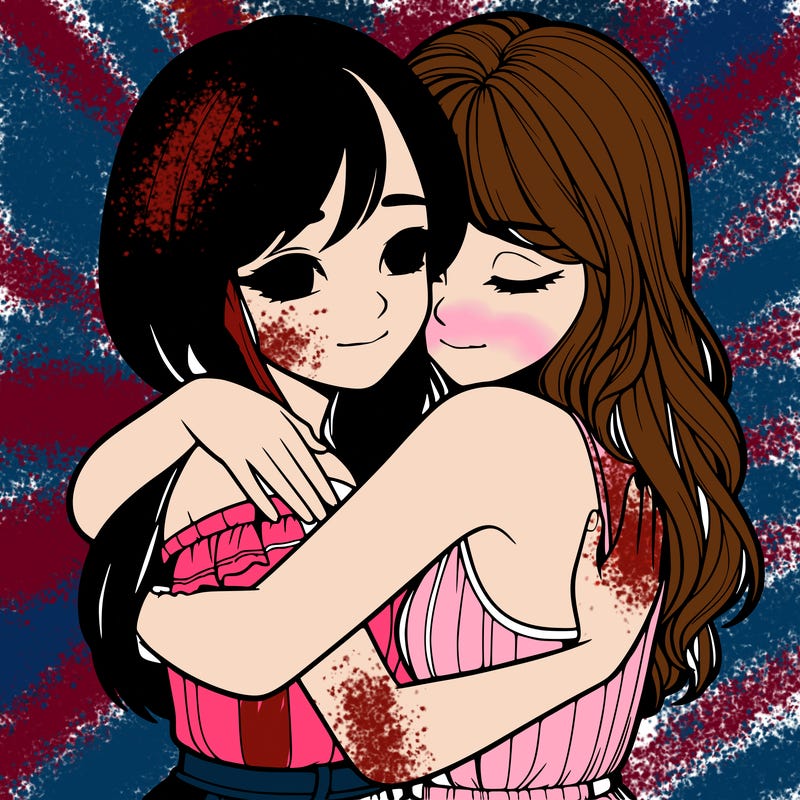 realistic girls hugging