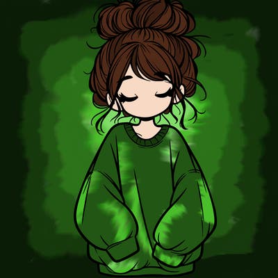 girl with baggy sweatshirt and messy bun