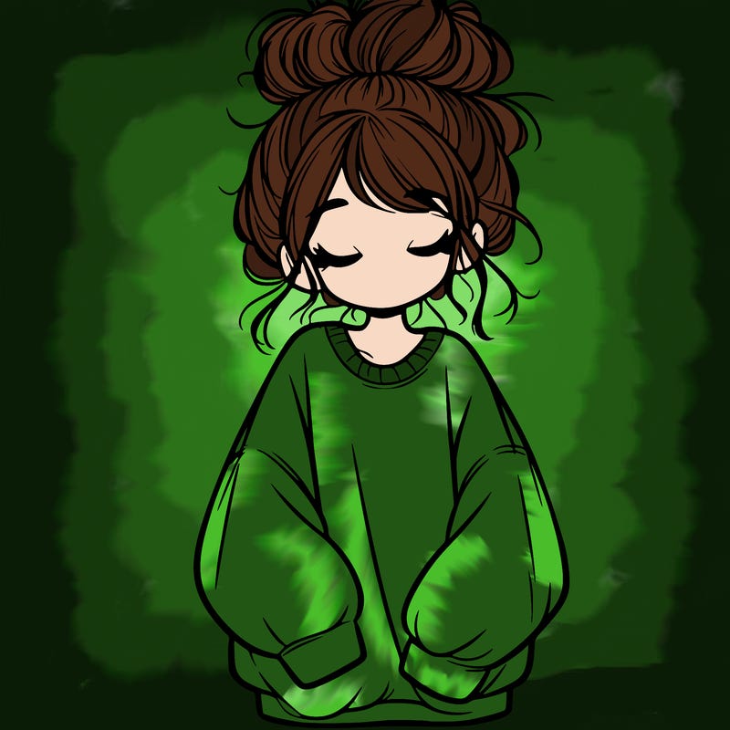 girl with baggy sweatshirt and messy bun