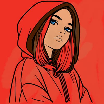 a realistic girl in a hoodie