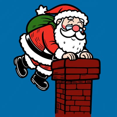 santa climbing down a chimney