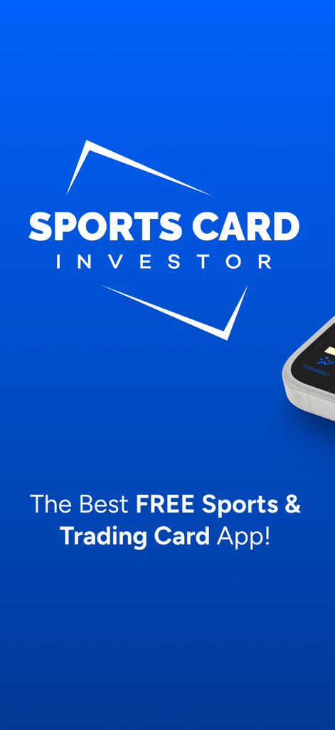 Sports Card Investor - Sports Card Investor app welcome screen featuring the logo and tagline for the free trading card app