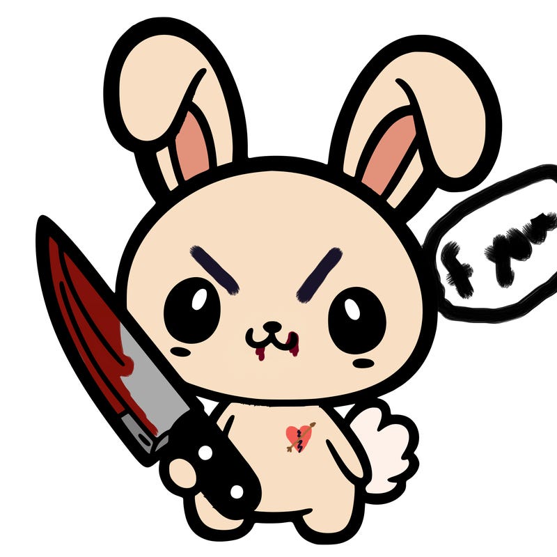 cute bunny holding a knife halloween
