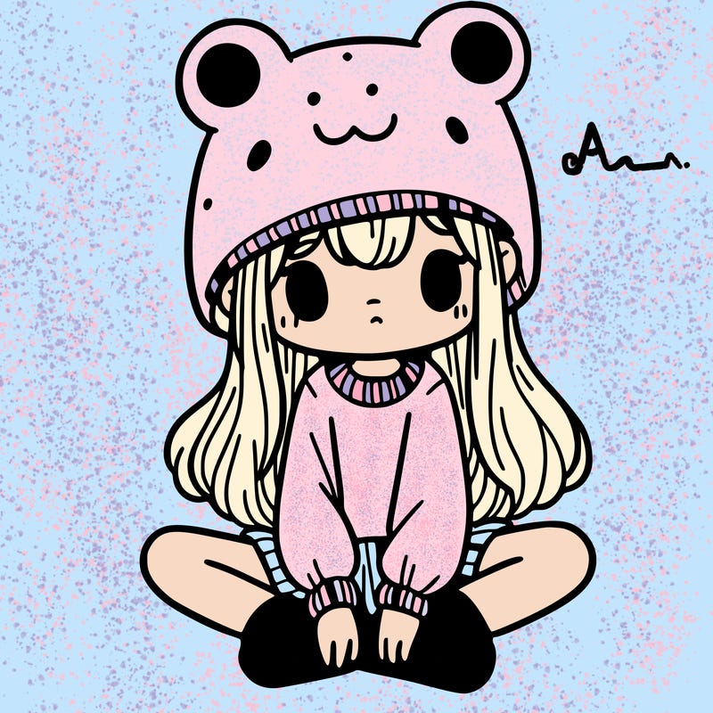a girl wearing a frog hat and some frog socks