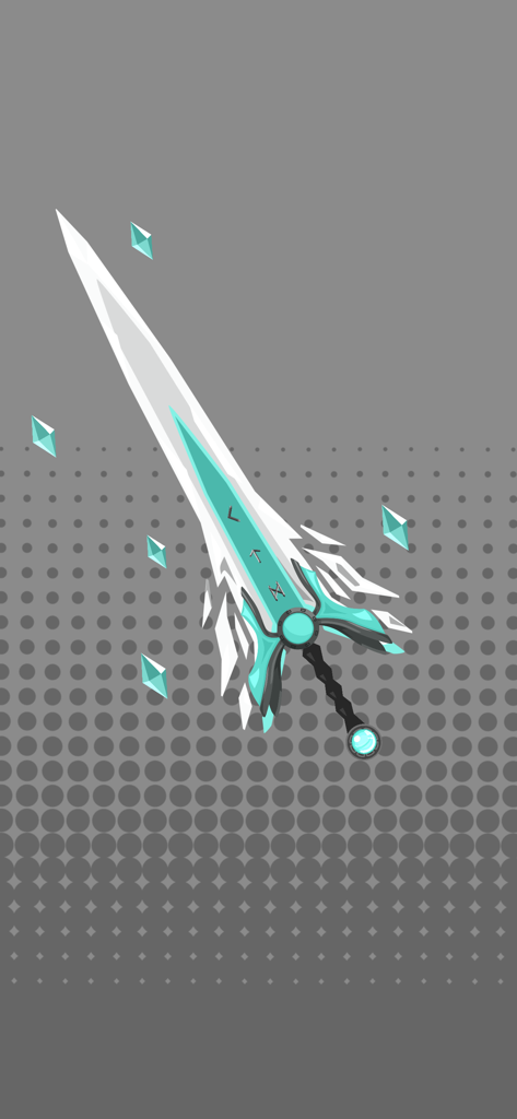 sword maker : Weapon Avatar - Custom teal and white fantasy sword with floating gems