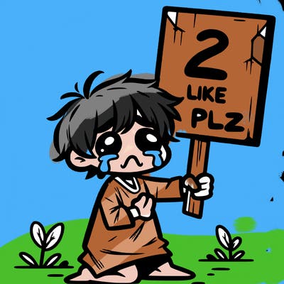 small poor toddler crying with sign that says 2 like plz