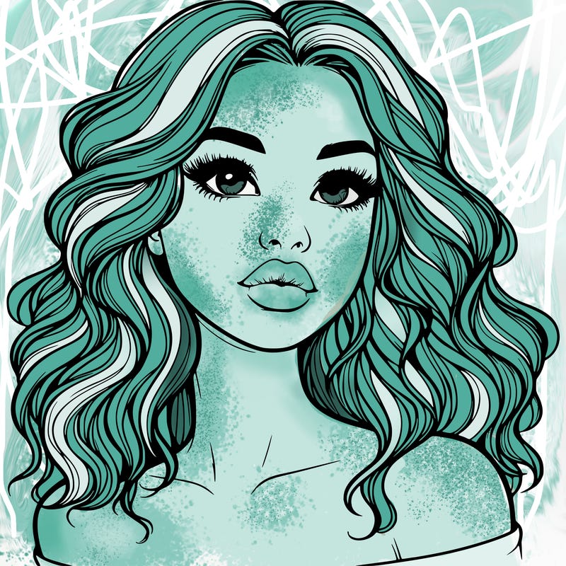 realistic girl with wavy hair and lips