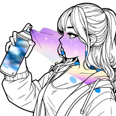 a realistic girl spray, painting