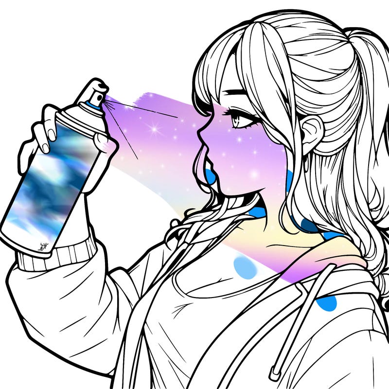 a realistic girl spray, painting