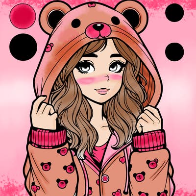 realistic girl in a animal pjs hoodie