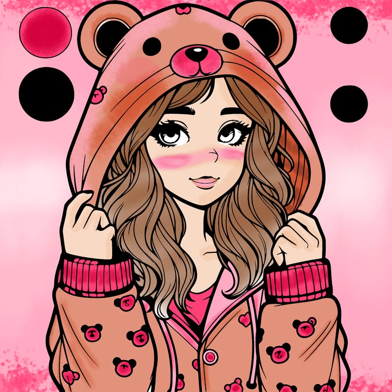 realistic girl in a animal pjs hoodie