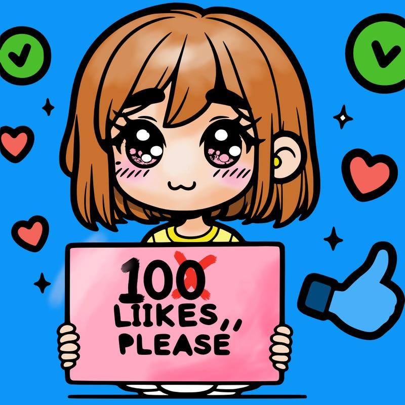 a girl with a sign saying 100 likes, please