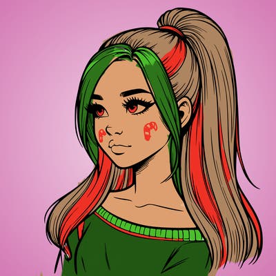 realistic girl with a high ponytail