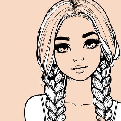 realistic girl with braids