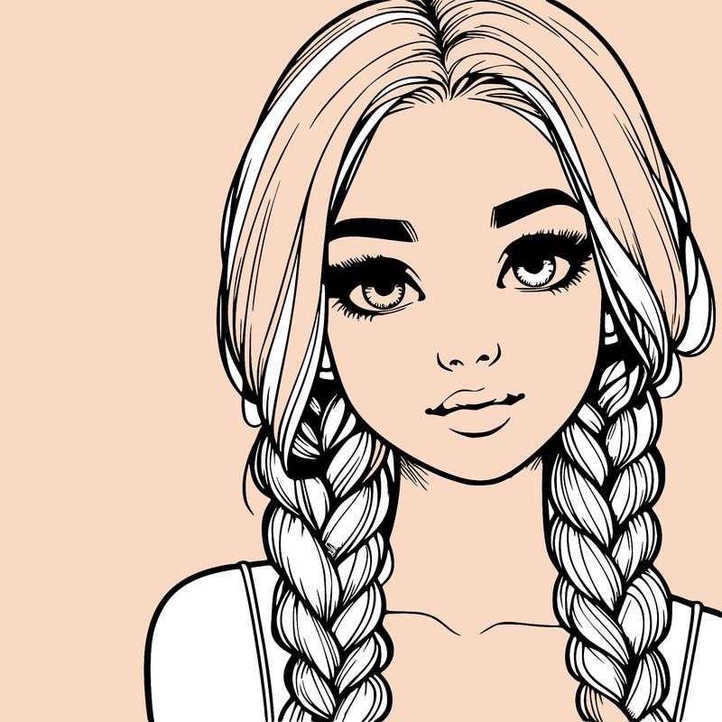 realistic girl with braids