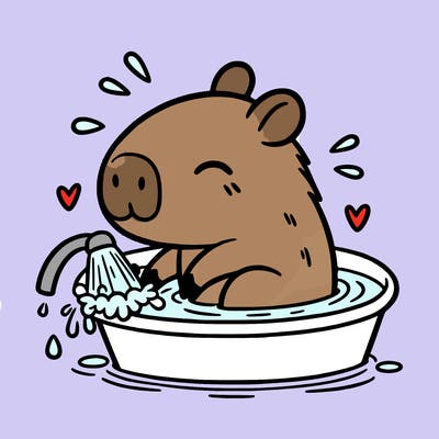 capybara taking a bath