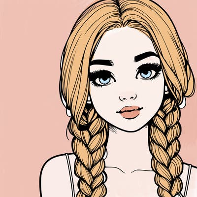 realistic girl with braids