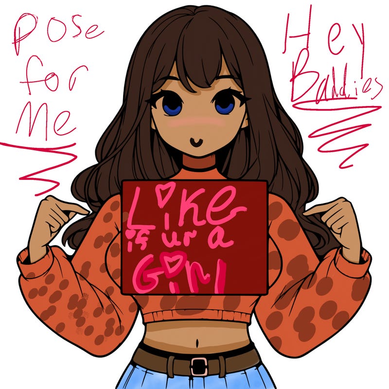girl holding a blank sign in a long sleeve crop top