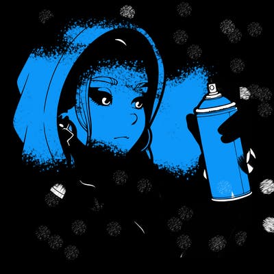 a realistic girl, spray painting