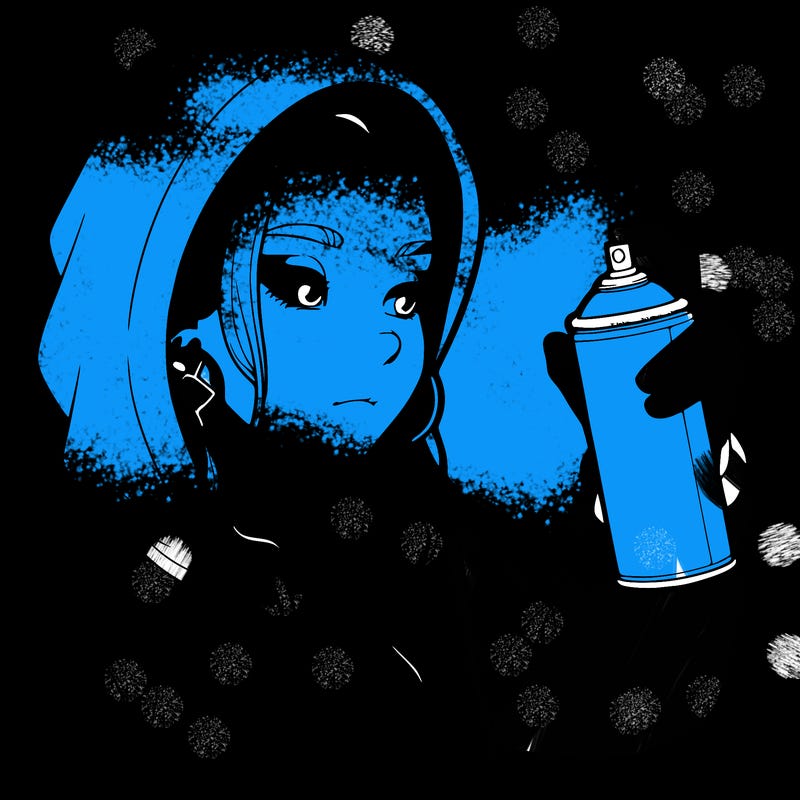 a realistic girl, spray painting