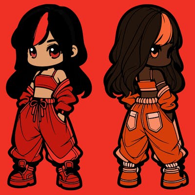 girl in crop top and baggy pants