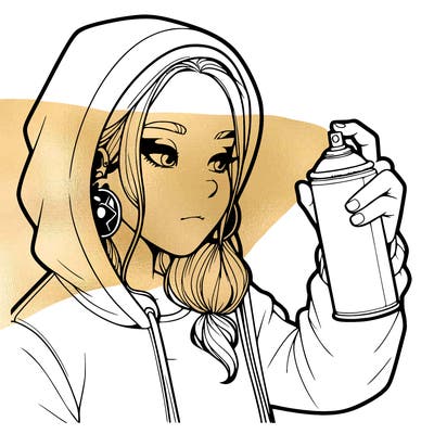 a realistic girl, spray painting