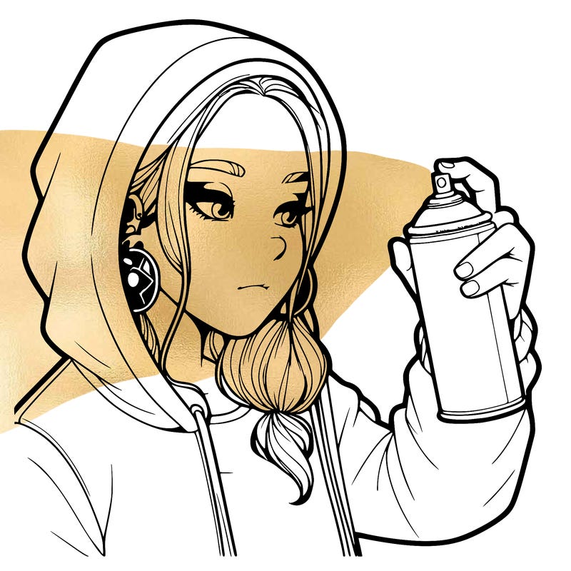 a realistic girl, spray painting