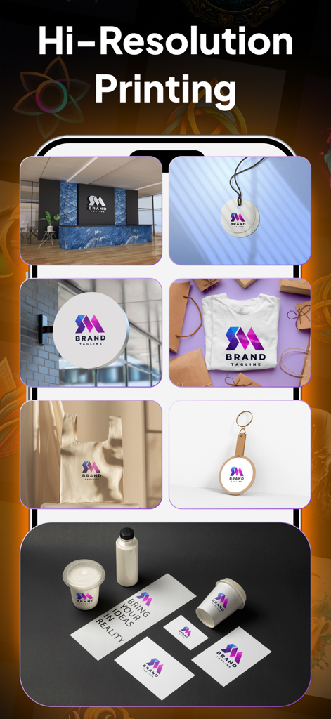 Logo Maker - Design Creator * - Mockup di branding del logo ad alta risoluzione su insegne d'ufficio, abbigliamento e cancelleria.