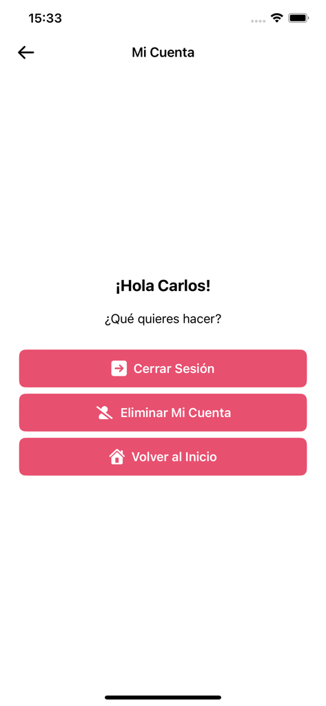 Supermix - User account settings screen in the Supermix app with options to log out or delete account