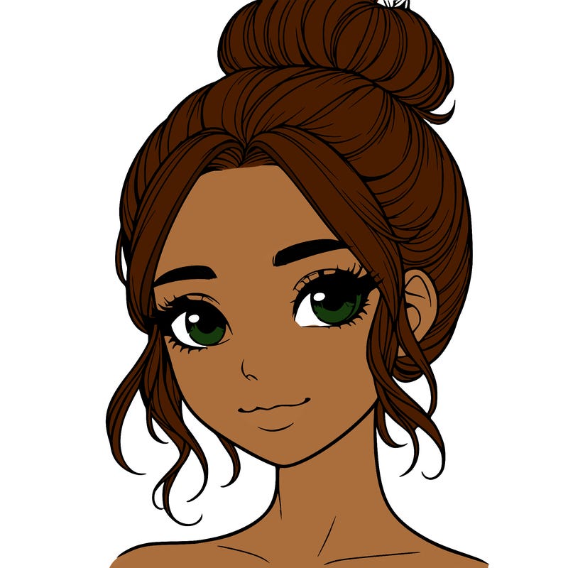 realistic pretty girl with hair in bun