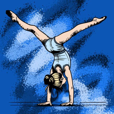 realistic gymnastic hand stand girl in four splits