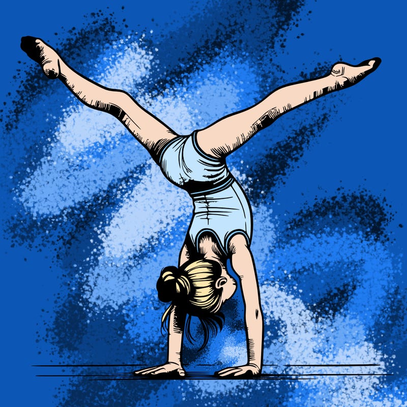 realistic gymnastic hand stand girl in four splits