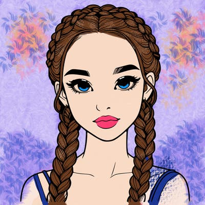 realistic girl with braids