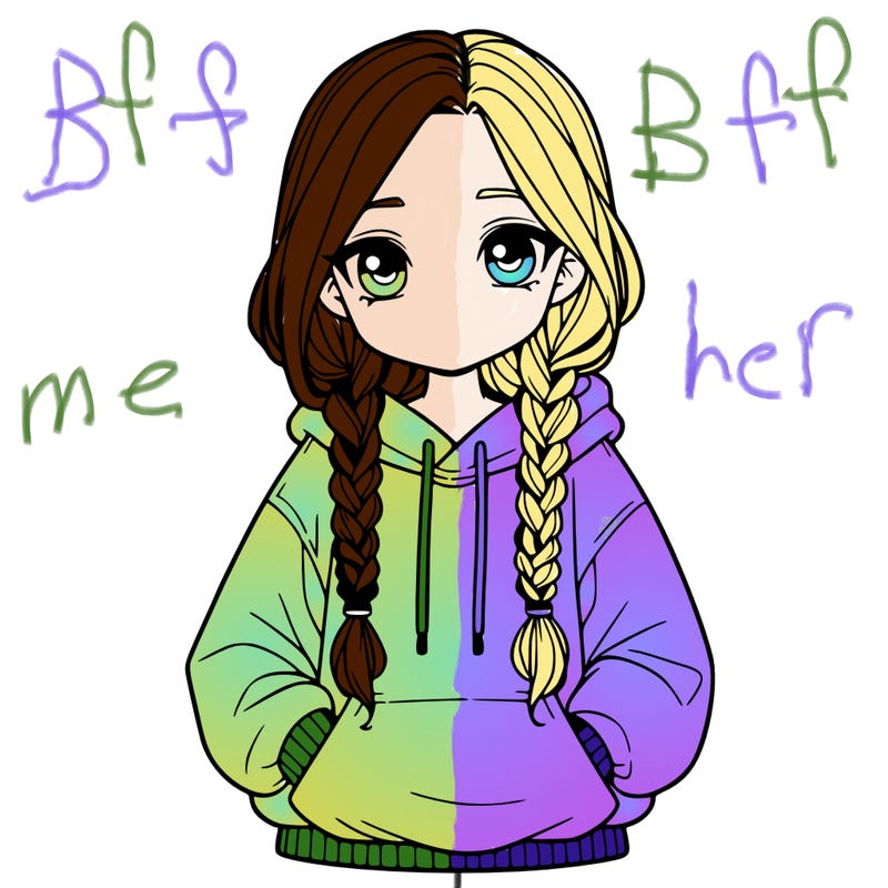 a realistic girl with a oversized hoodie and she has braids