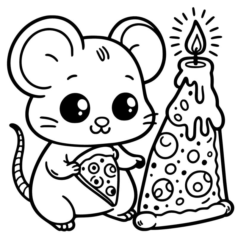 mouse with a tiny cheese pizza