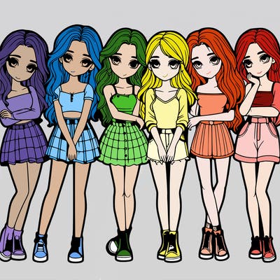 a group of girls realistic